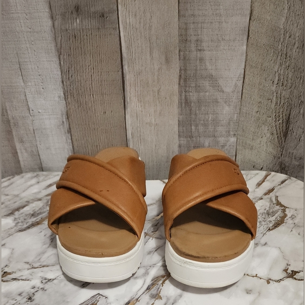 🌷UGG Zayne Crossband Women's Tan Slide Sandals🌷size:9.5 - Picture 3 of 8